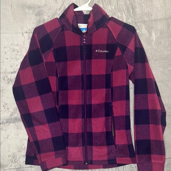 Columbia Other - Columbia Pink Purple Plaid Patchwork Full Zip Soft Fleece Jacket Size 14/16